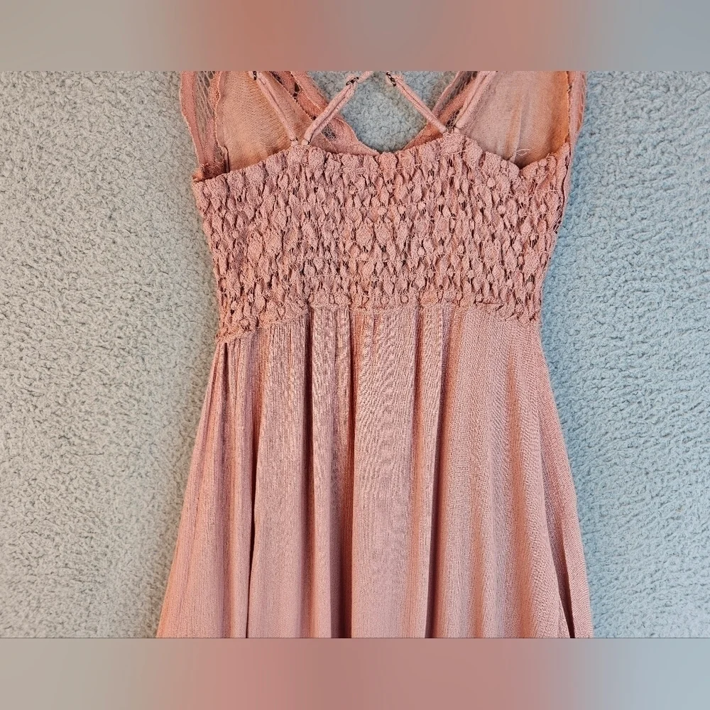 Free People Intimately Womens Adella V-Neck Slip Dress Sz XS Rose Lace & Ruffles